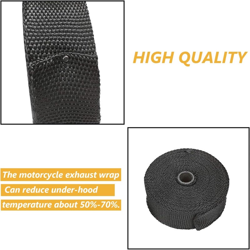 SUPERFASTRACING 2 Roll 2" x 50' Exhaust Heat Wrap Roll Fiberglass for Motorcycle Manifold Header Pipe Heat Wrap Tape Black (will lose color) - Image 5
